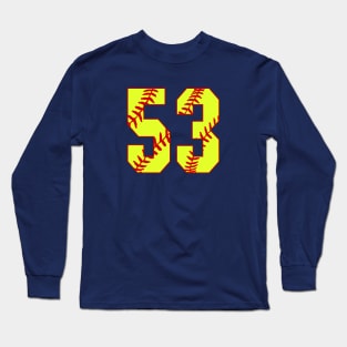 Fastpitch Softball Number 53 #53 Softball Shirt Jersey Uniform Favorite Player Biggest Fan Long Sleeve T-Shirt